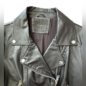 Elodie Black Faux Leather Moto Jacket Cropped Belted Biker Jacket